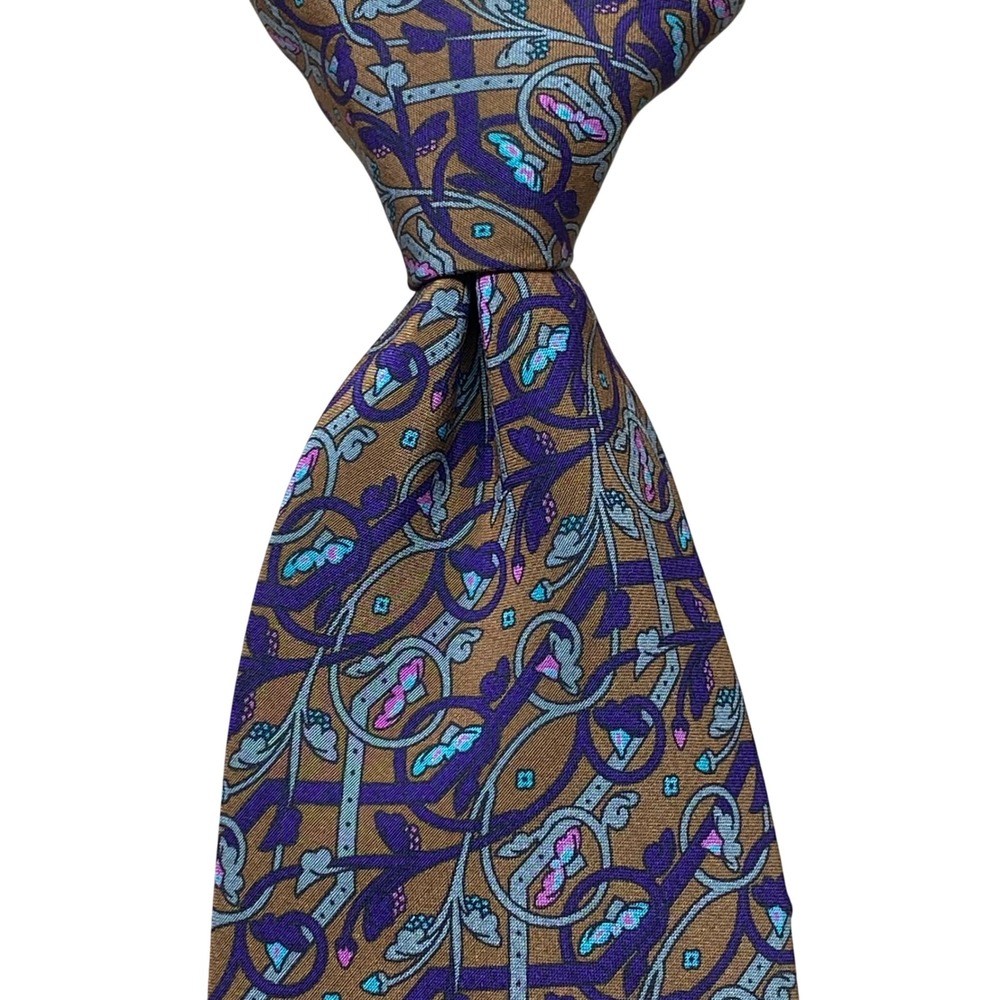 Sebastiani Abstract Silk Tie Men Purple Brown Italy Vintage Formal Luxury